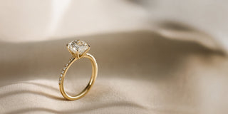 Cathedral lab grown diamond engagement ring