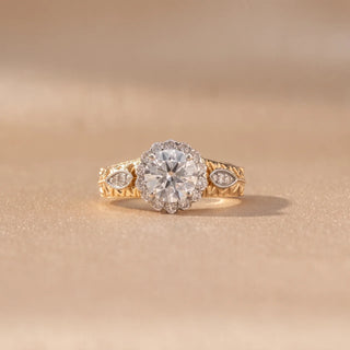 Vintage Engraved Cluster Diamond Ring