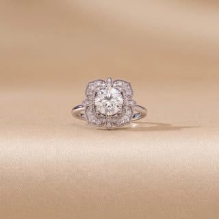 Vintage Square Halo Diamond Ring