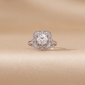Vintage Square Halo Diamond Ring