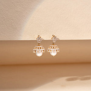 Dazzling Pearl Grace Diamond Earring