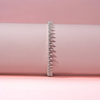 Front view of Marquise Vine Diamond Bracelet in 14KT White Gold, featuring marquise and round lab-grown diamonds.