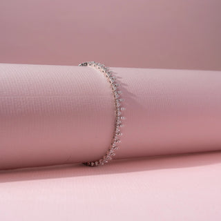 Side view of Marquise Vine Diamond Bracelet in 14KT White Gold, featuring marquise and round lab-grown diamonds.