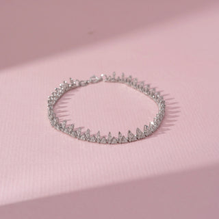 Top view of Marquise Vine Diamond Bracelet in 14KT White Gold, featuring marquise and round lab-grown diamonds.