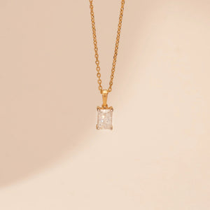 Elegant Rectangular Solitaire Diamond Pendant