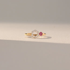 Hexagon Halo Bloom Diamond Ring