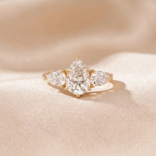 Pear Golden Trinity Diamond Ring