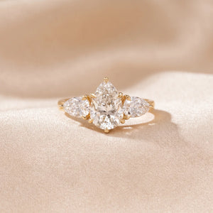 Pear Golden Trinity Diamond Ring
