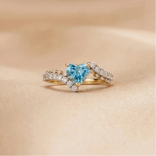 Luxury Blue Diamond Charm Ring