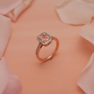 Rose Halo Radiant Diamond Ring