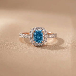 Azure Cushion Halo Diamond Ring