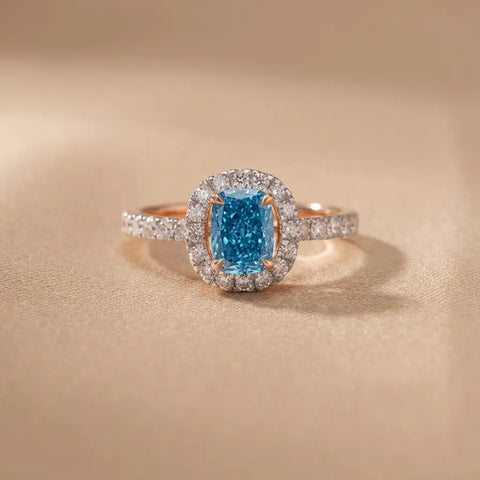 Azure Cushion Halo Diamond Ring