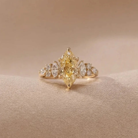 Golden Marquise Bloom Diamond Ring