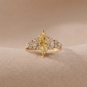 Golden Marquise Bloom Diamond Ring