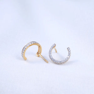 Open Circle Diamond Stud Earrings