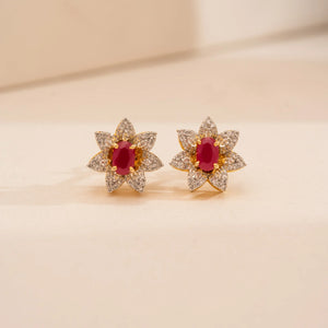 Ruby Floral Cluster Diamond Studs