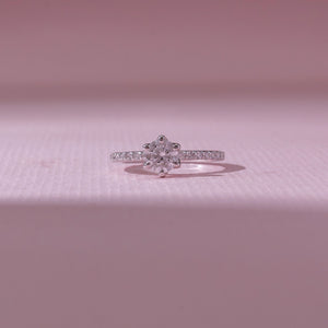 Graceful Round Diamond Accent Gold Ring