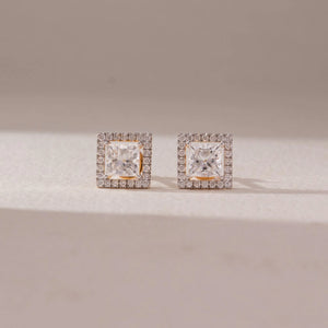 Square Halo Frame Diamond Earring