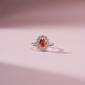 Majestic Crimson Halo Diamond Ring