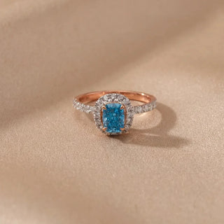 Azure Cushion Halo Diamond Ring