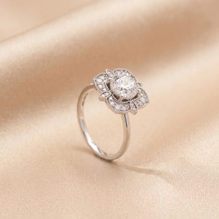 Vintage Square Halo Diamond Ring