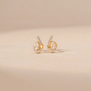 Front view of Pear Diamond Drop Earrings in 14KT Yellow Gold, featuring pear-cut diamonds with pavé accents.