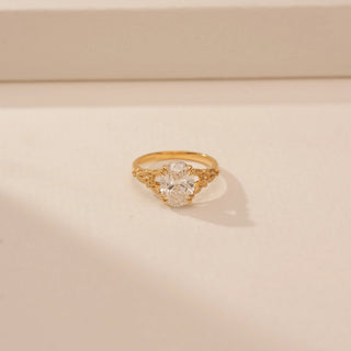 Top view of Radiant Oval Brilliant Diamond Ring in 14KT Yellow Gold, featuring an oval lab-grown diamond.