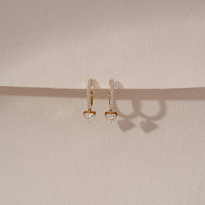 Heart Drop Hoop Diamond Earring
