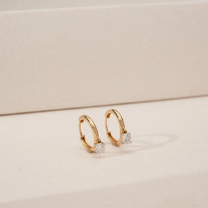 Classic Gold Solitaire Diamond Hoops