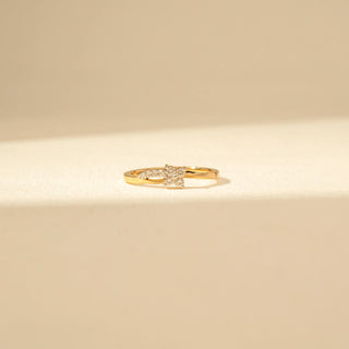 Front view of Floral Cluster Diamond Ring in 14KT Yellow Gold, featuring round lab-grown diamonds in a floral cluster.