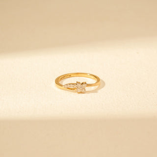 Top view of Floral Cluster Diamond Ring in 14KT Yellow Gold, featuring round lab-grown diamonds in a floral cluster.