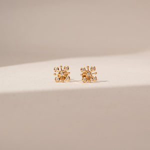 Sparkling Petal Stud Diamond Earring