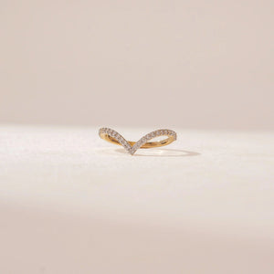 V Shaped Accent Diamond Ring