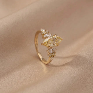 Golden Marquise Bloom Diamond Ring