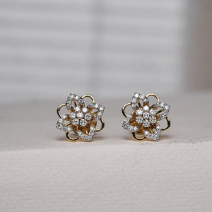 Blossom Crown Diamond Stud Earrings
