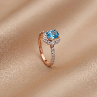 Azure Cushion Halo Diamond Ring