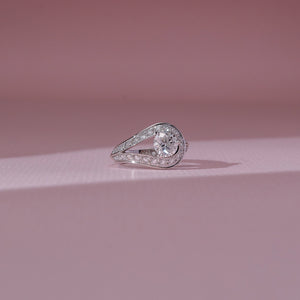 Modern Loop Halo Diamond Ring