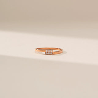 Front view of Cluster Diamond Ring in 14KT Rose Gold, featuring round lab-grown diamonds in a rectangular cluster.