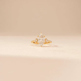 Front view of Ethereal Marquise Solitaire Diamond Ring in 14KT Yellow Gold, featuring a marquise-cut lab-grown diamond.