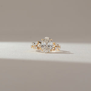 Floral Oval Cluster Diamond Ring