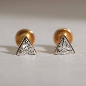 Geometric Diamond Triangle Stud Earrings