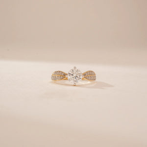 Floral Curve Diamond Solitaire Ring