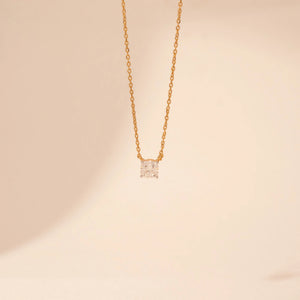 Elegant Cushion Solitaire Diamond Necklace