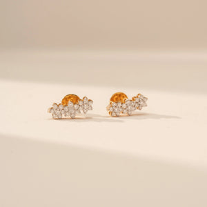 Delicate Floral Cascade Diamond Earrings