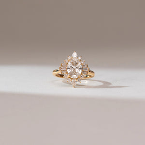 Oval Sunburst Deco Diamond Ring