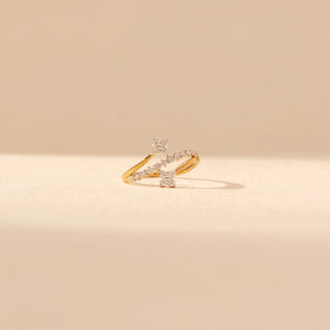 Luminous Crossed Bloom Diamond Ring