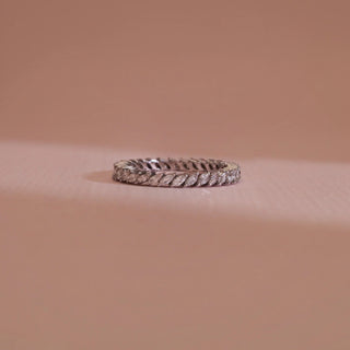 Reia 14KT Yellow Gold Marquise Diamond Eternity Band Ring with EF VVS round diamonds in a continuous marquise-inspired setting, symbolizing elegance and everlasting beauty.