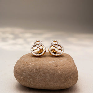 Shimmering Diamond Loop Stud Earring