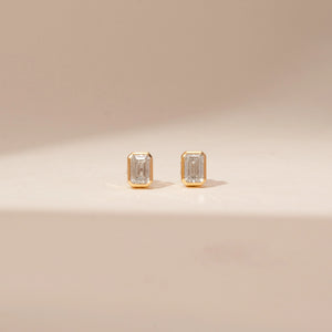 Framed Emerald Cut Diamond Earrings