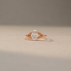 Vintage Oval Diamond Leaflet Ring
